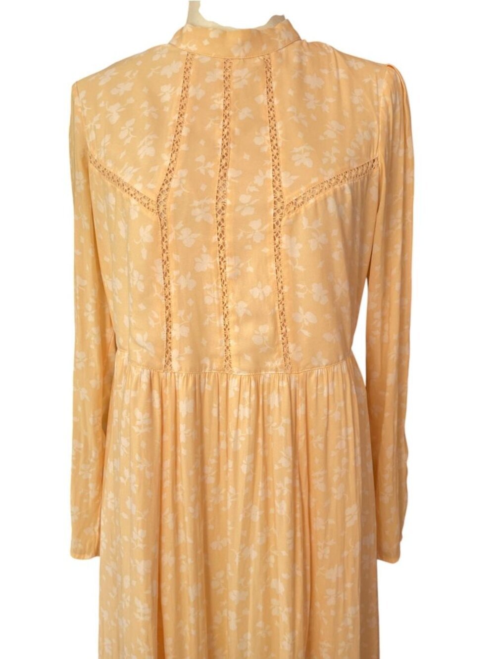 Anthropologie Something Navy Yellow Floral Maxi Dress Lightweight Front Slits Bo - Picture 2 of 16